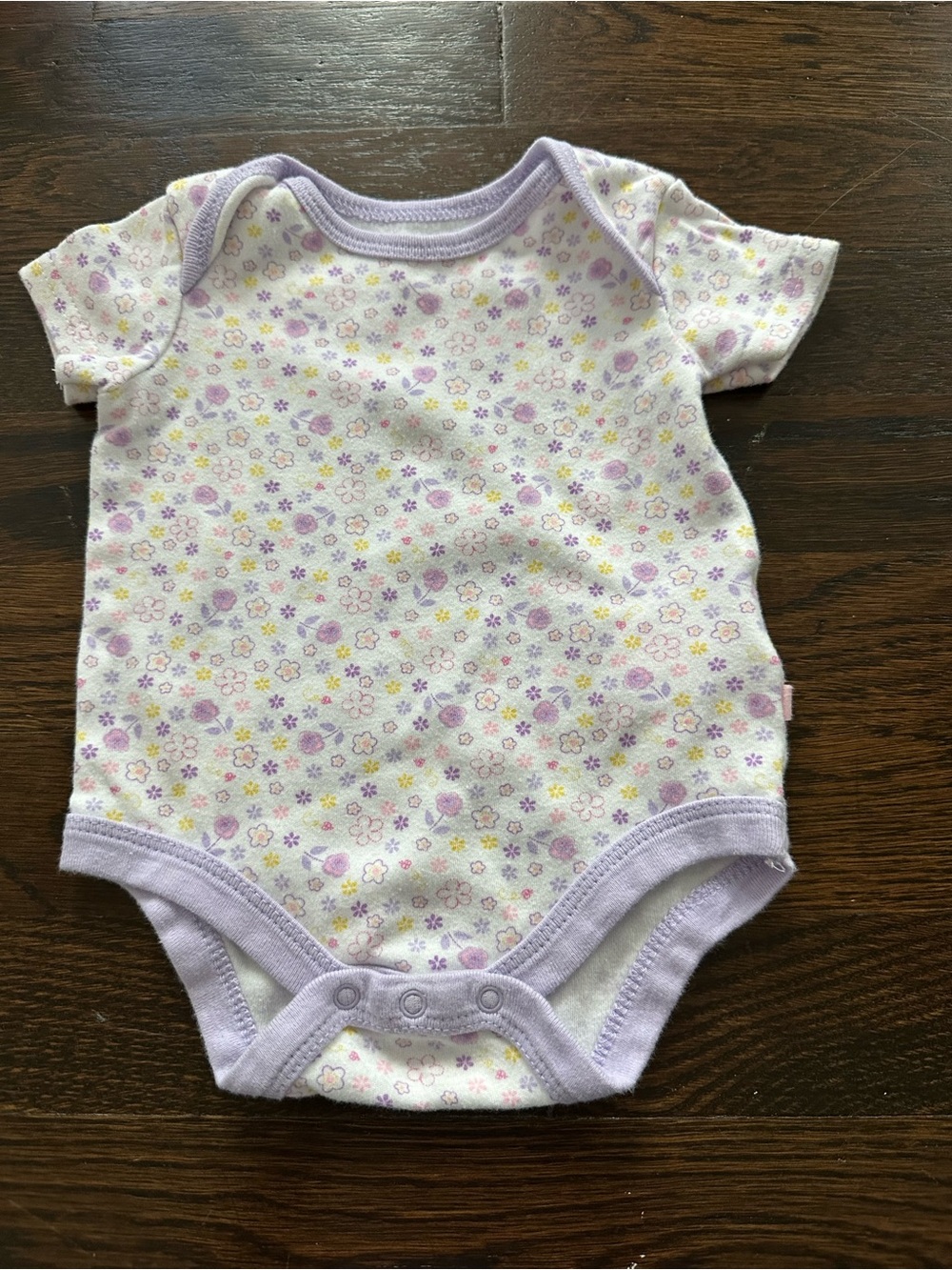 Disney Lavender Floral Short-Sleeve One-Piece Bodysuit